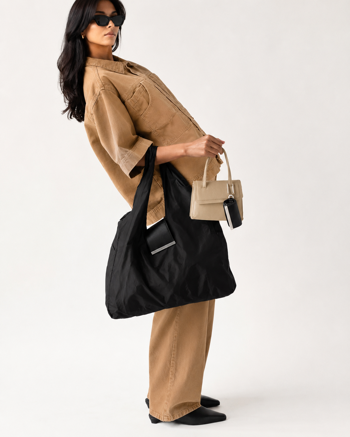 TinyTote unfolded as a full-size tote bag