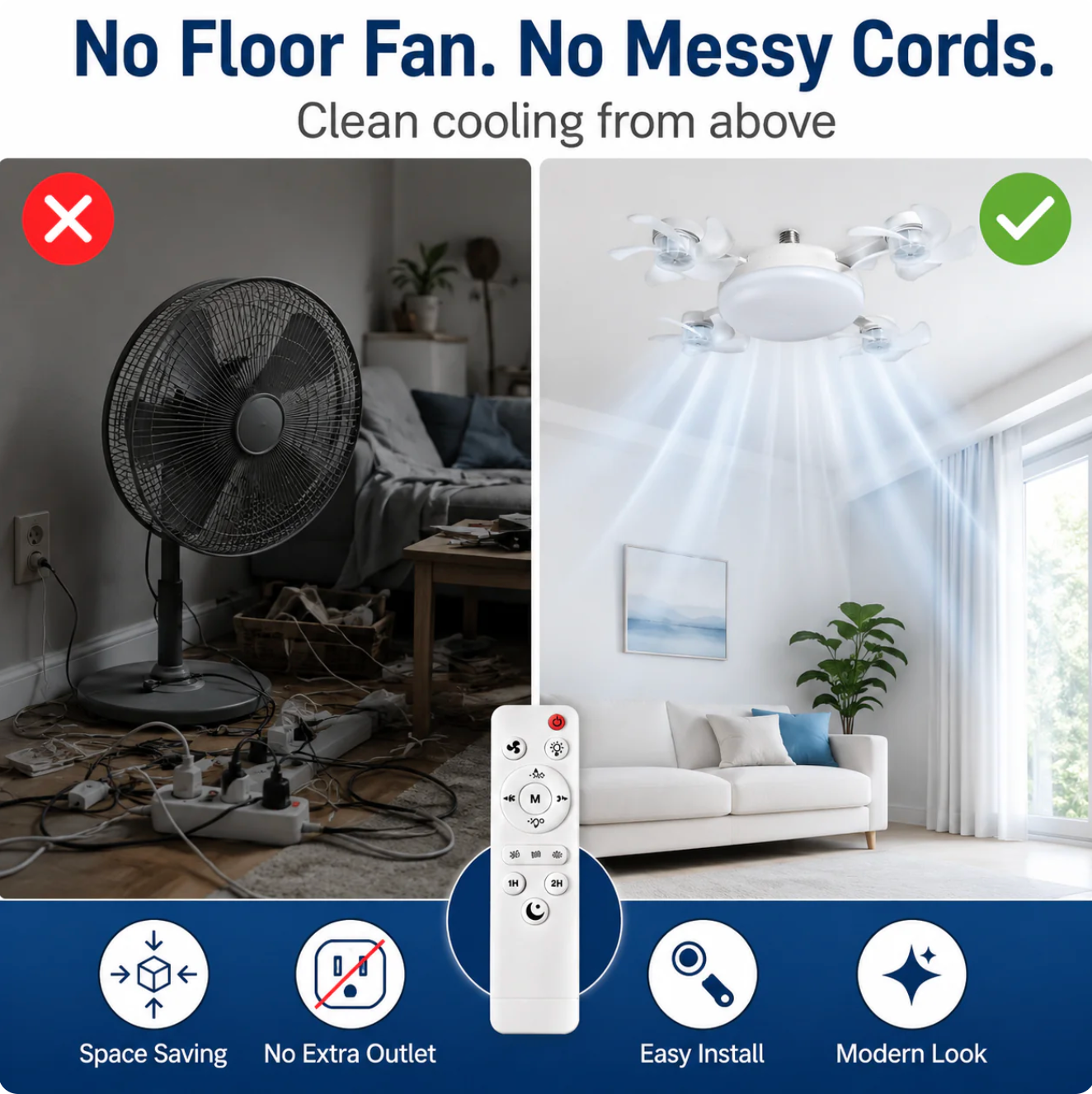 BreezeGlow™ 4-Blade Smart Ceiling Fan Light