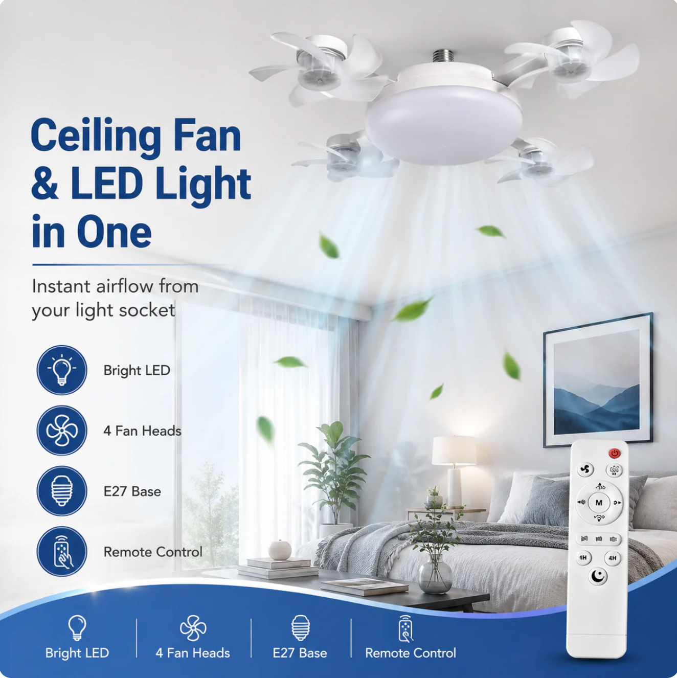BreezeGlow™ 4-Blade Smart Ceiling Fan Light
