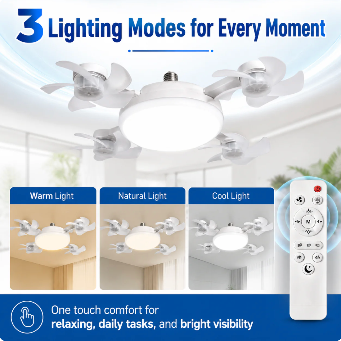 BreezeGlow™ 4-Blade Smart Ceiling Fan Light